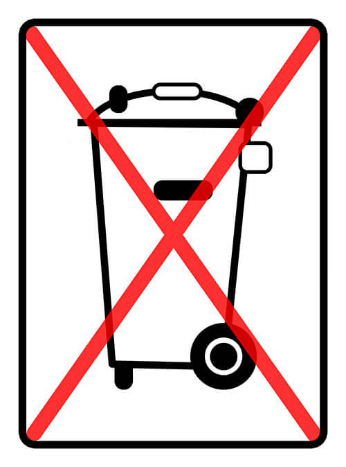 Mülltonne durchgestrichen