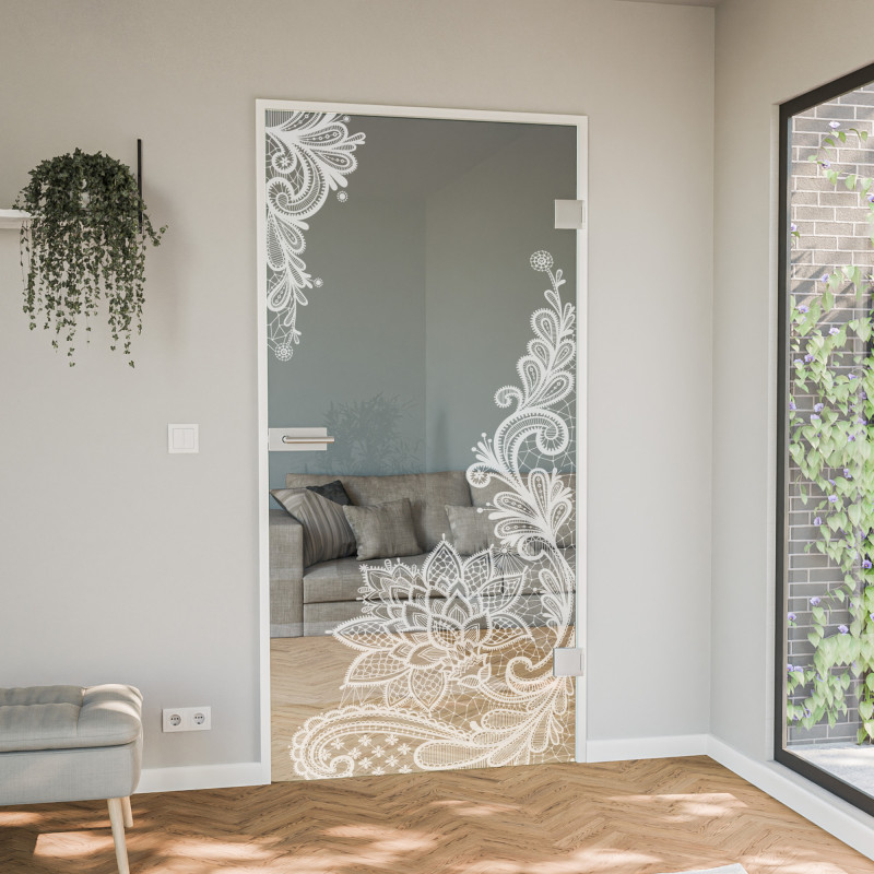 Glas Zimmertür gelasert Floralish