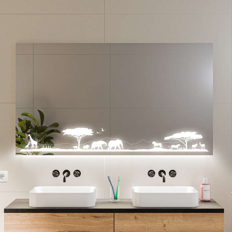LED Bad Spiegel gelasert - Safari