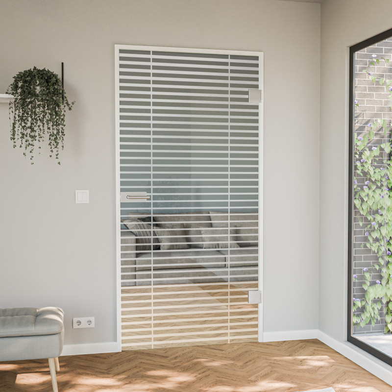 Glastür satiniert mit Motiv Jalousie