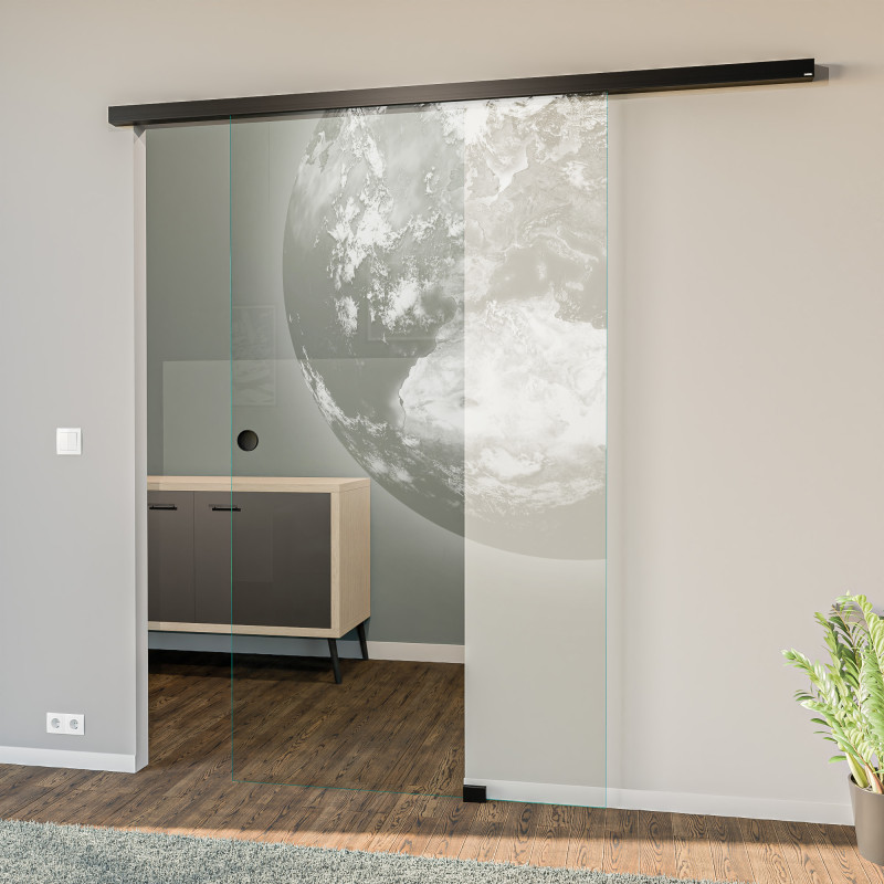 Glasschiebetür gelasert mit Motiv Erde Glasschiebetür gelasert mit Motiv Erde
