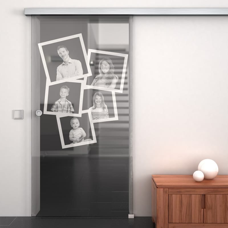 Glasschiebetür gelasert mit Wunschmotiv Glasschiebetür gelasert mit Wunschmotiv