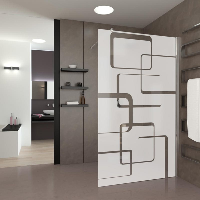 Walk In Dusche satiniert mit Motiv 1970 Walk In Dusche satiniert mit Motiv 1970