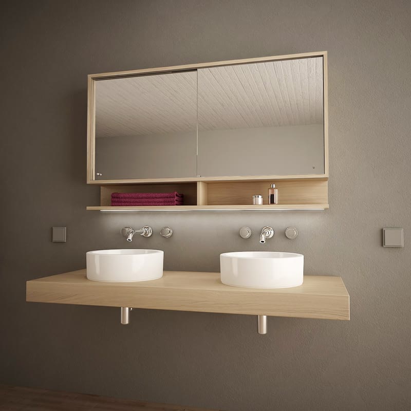 Spiegelschrank Bad mit Schiebetüren und LED - Masima