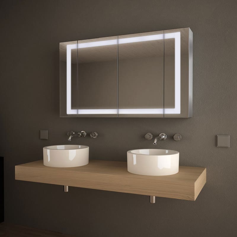 LED Spiegelschrank mit Aluminium-Korpus nach Maß - Oklahoma LED Spiegelschrank mit Aluminium-Korpus nach Maß - Oklahoma