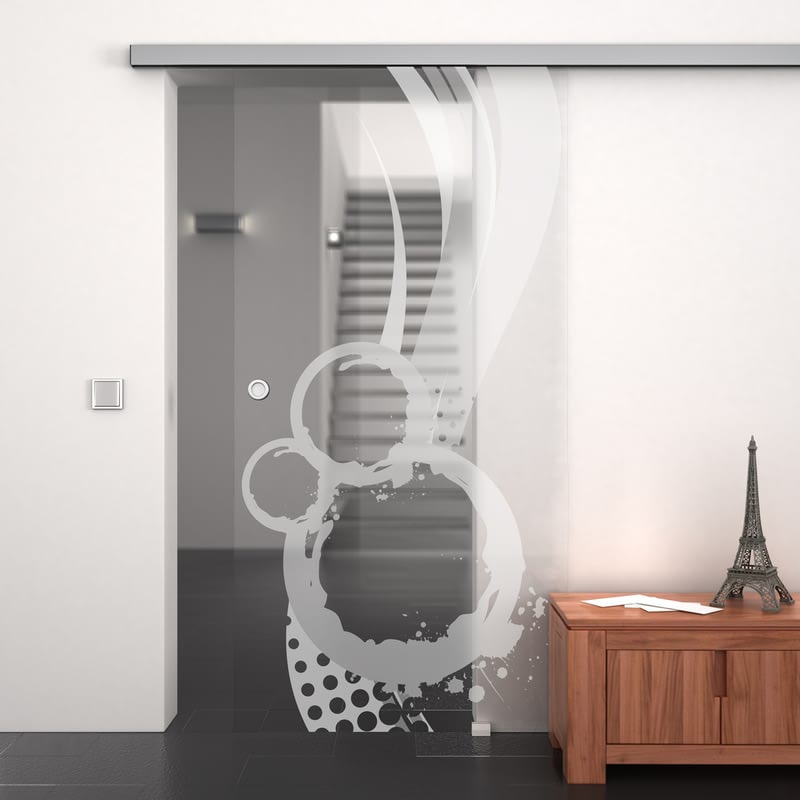 Glasschiebetür gelasert mit Motiv Abstrakta Glasschiebetür gelasert mit Motiv Abstrakta