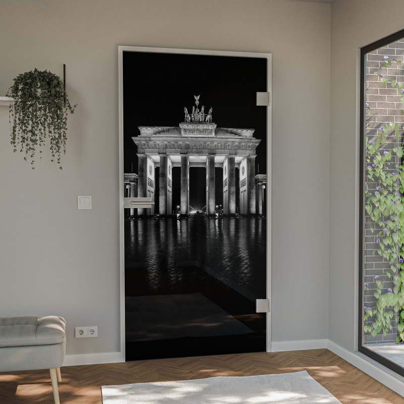 Glastür lackiert mit Lasermotiv Brandenburger Tor Glastür lackiert mit Lasermotiv Brandenburger Tor