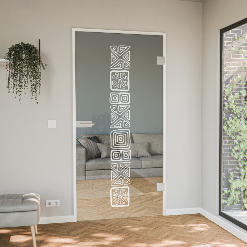 Glastür gelasert mit Motiv Zeichen Glastür gelasert mit Motiv Zeichen