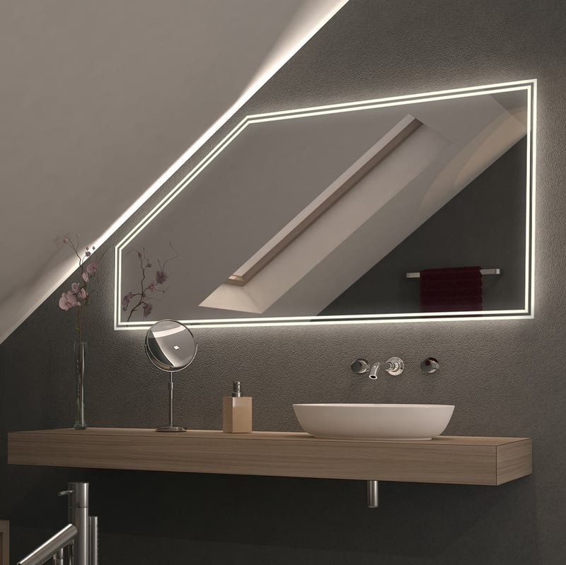 Spiegel für Dachschrägen mit LED Beleuchtung – Dualo