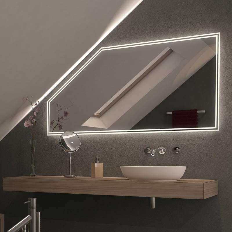 Spiegel für Dachschrägen mit LED Beleuchtung – Dualo Spiegel für Dachschrägen mit LED Beleuchtung – Dualo