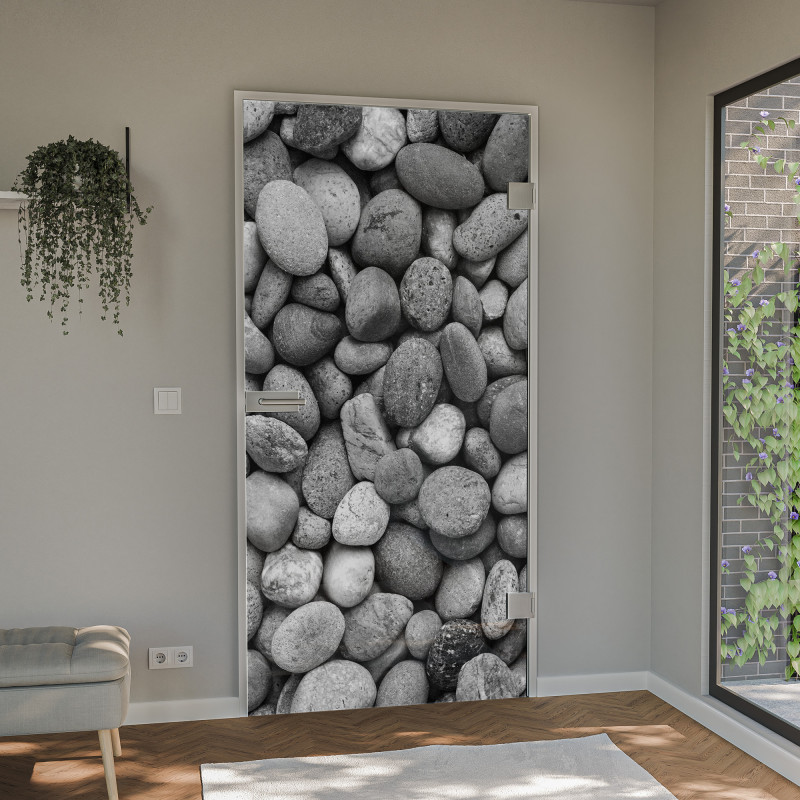 Glastür lackiert mit Lasermotiv Stones Glastür lackiert mit Lasermotiv Stones