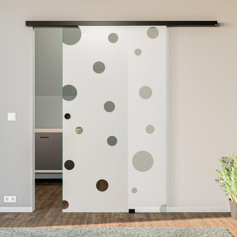 Glasschiebetür satiniert mit Motiv Punkte Glasschiebetür satiniert mit Motiv Punkte
