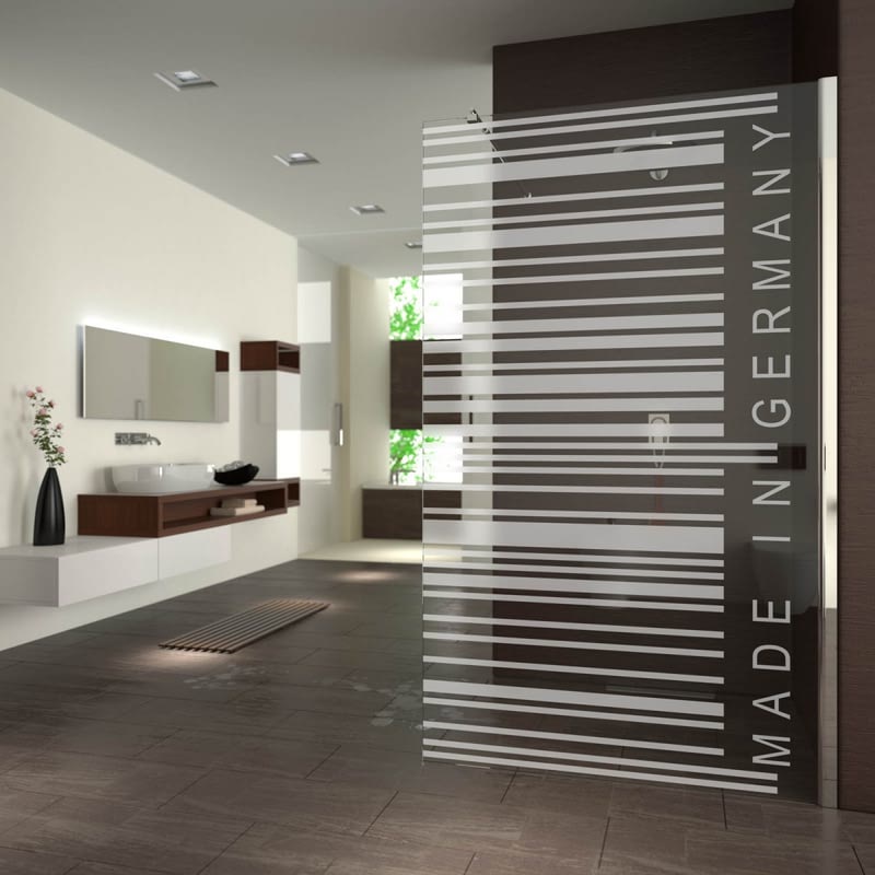 Walk In Dusche gelasert mit Motiv Barcode Walk In Dusche gelasert mit Motiv Barcode