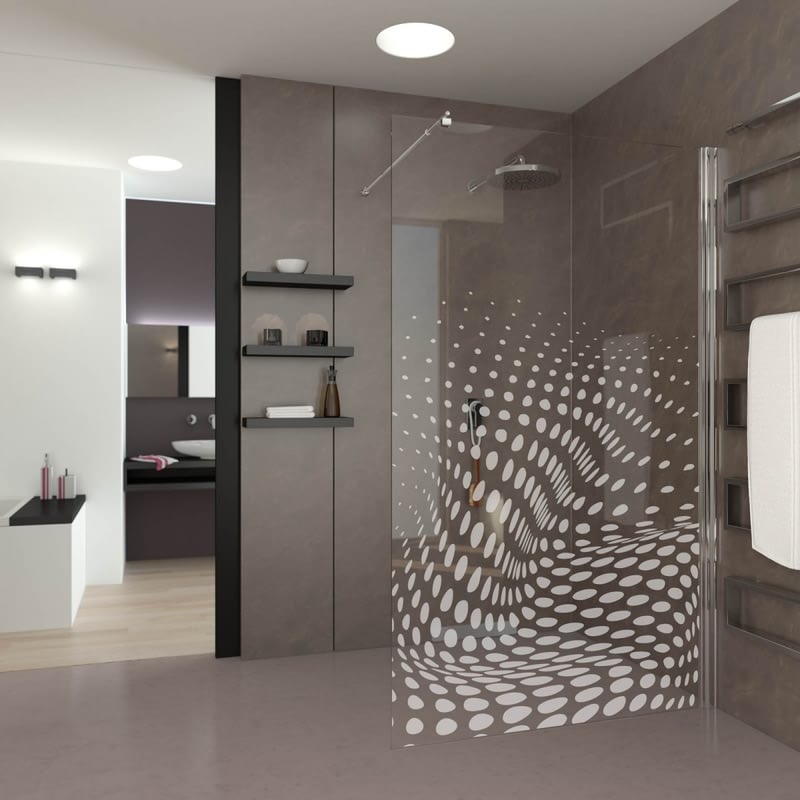 Walk In Dusche gelasert mit Motiv Dalarion Walk In Dusche gelasert mit Motiv Dalarion