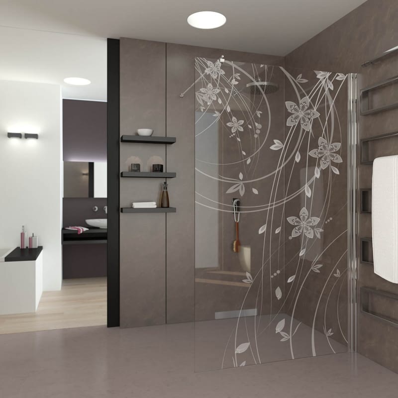 Walk In Dusche gelasert mit Motiv Floral Ornaments I Walk In Dusche gelasert mit Motiv Floral Ornaments I