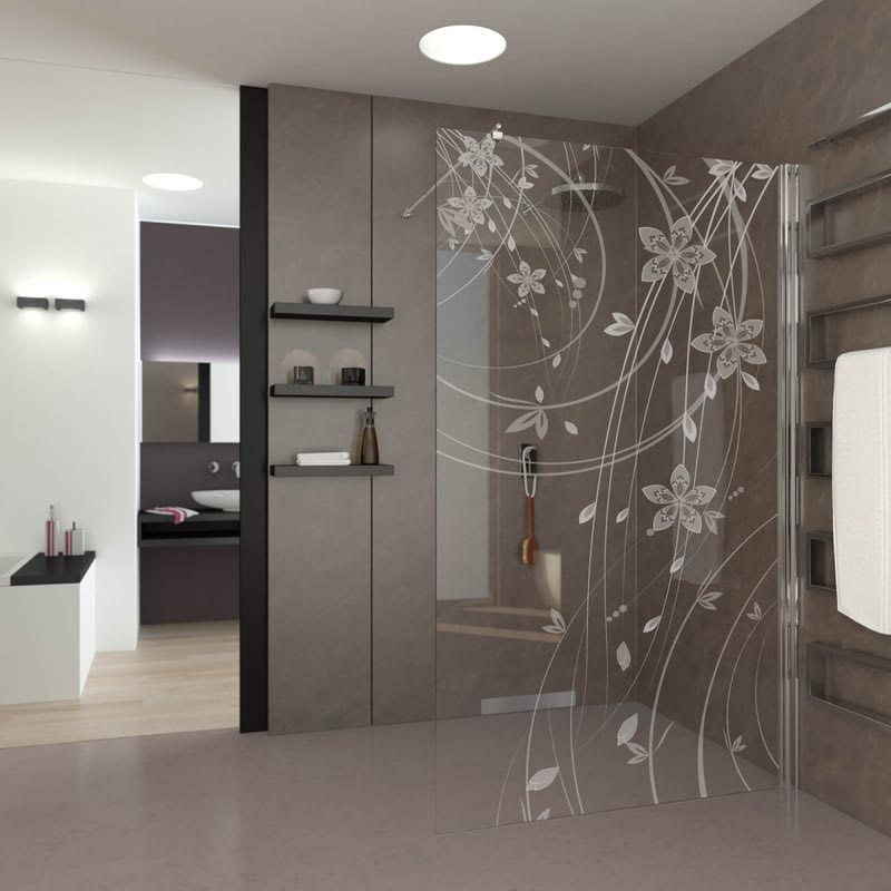 Walk In Dusche gelasert mit Motiv Floral Ornaments I