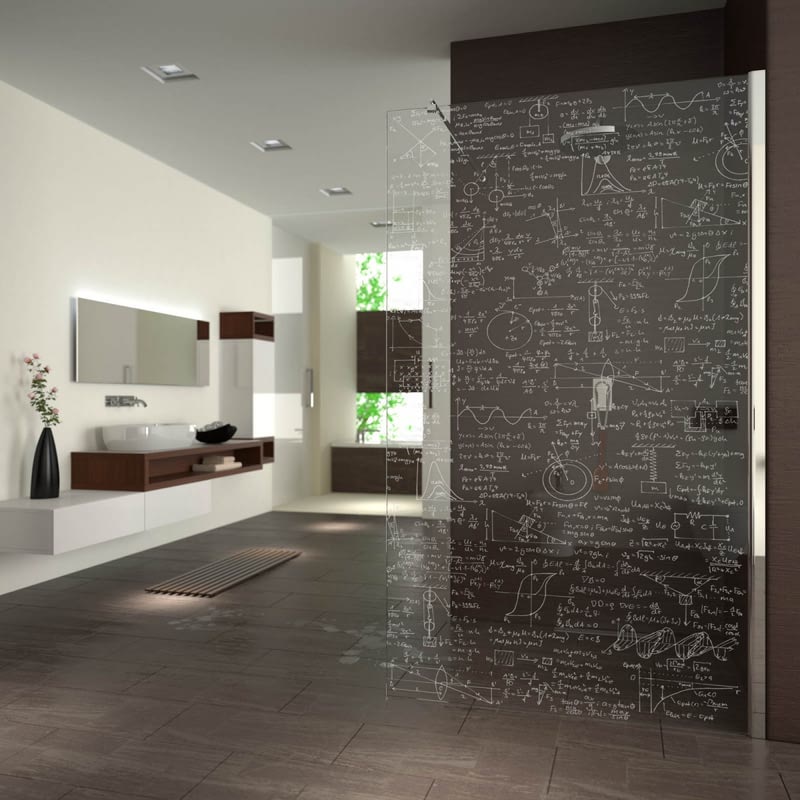 Walk In Dusche gelasert mit Motiv Formeln Walk In Dusche gelasert mit Motiv Formeln