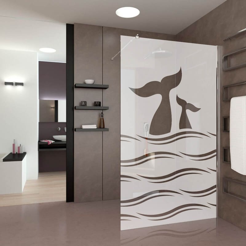 Walk In Dusche satiniert mit Motiv Aver Walk In Dusche satiniert mit Motiv Aver