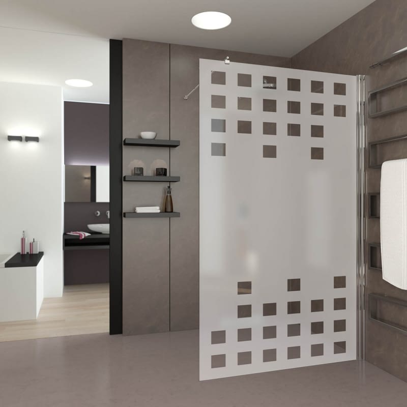 Walk In Dusche satiniert mit Motiv Binär/Binaer Walk In Dusche satiniert mit Motiv Binär/Binaer