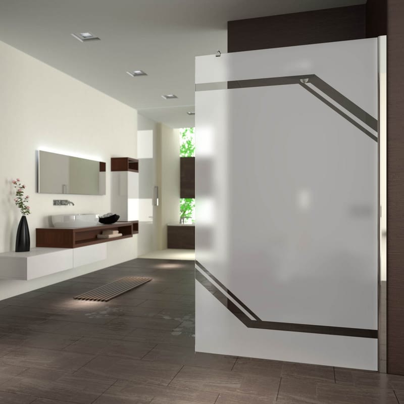 Walk In Dusche satiniert mit Motiv Interface