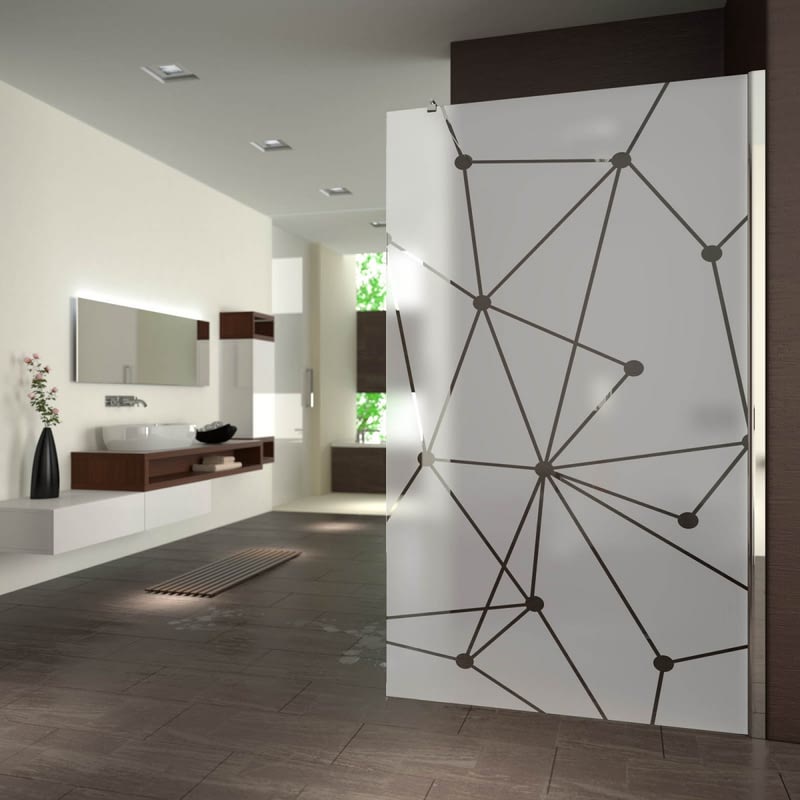 Walk In Dusche satiniert mit Motiv Netz