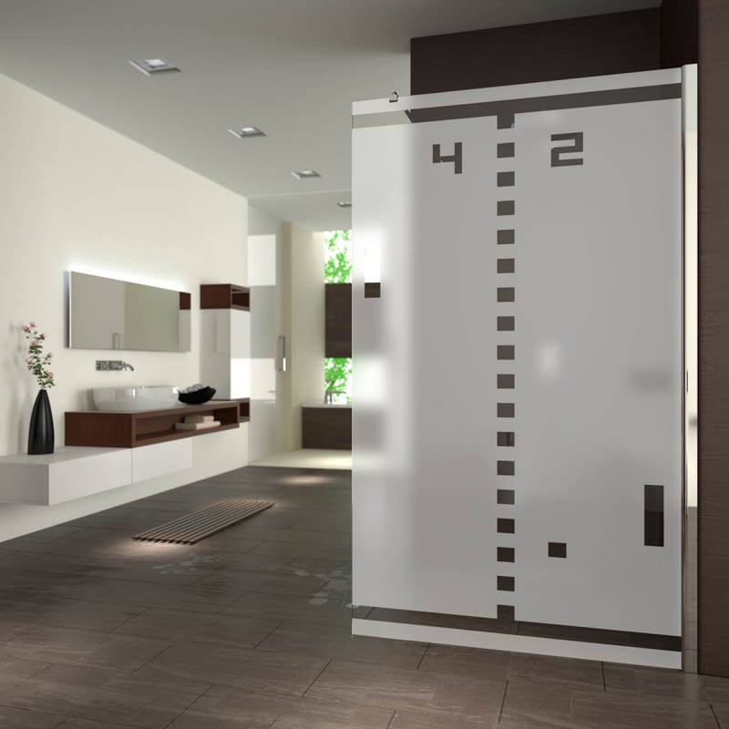 Walk In Dusche satiniert mit Motiv Pong Walk In Dusche satiniert mit Motiv Pong