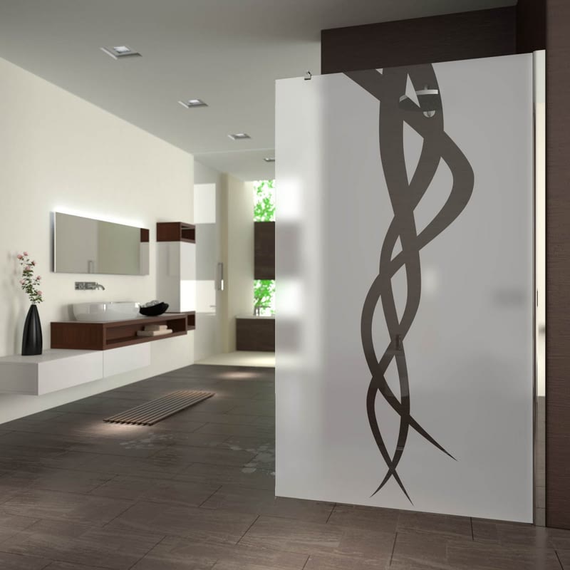 Walk In Dusche satiniert mit Motiv Tentakel