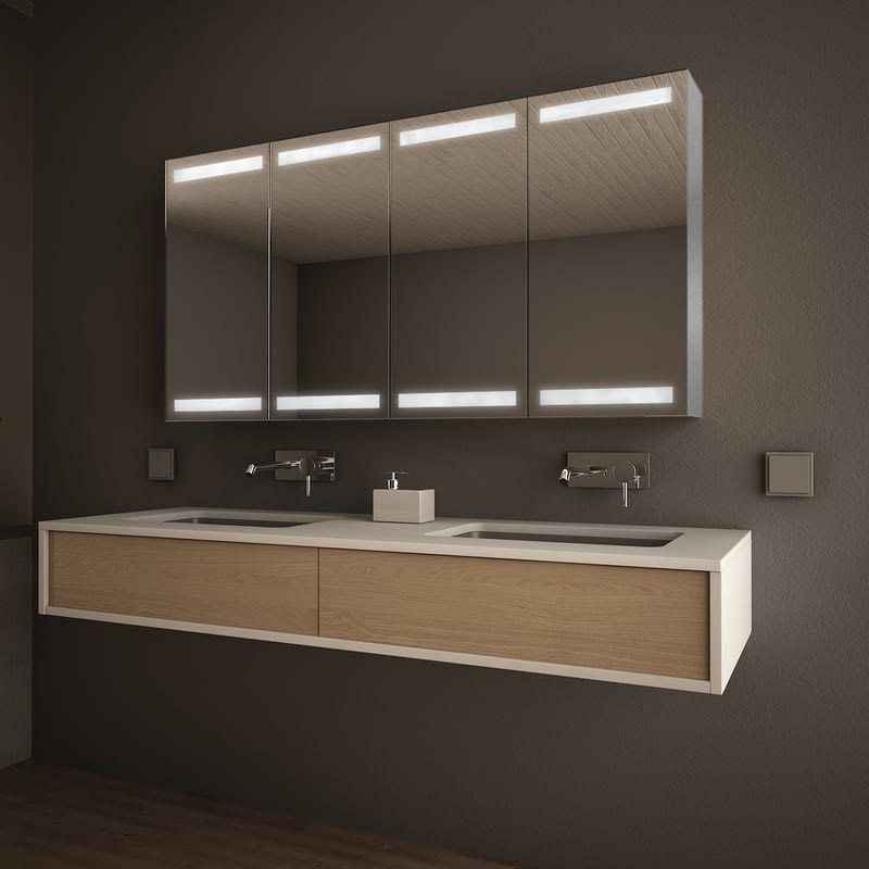 Spiegelschrank Aluminium mit LED Beleuchtung - Fargo Spiegelschrank Aluminium mit LED Beleuchtung - Fargo