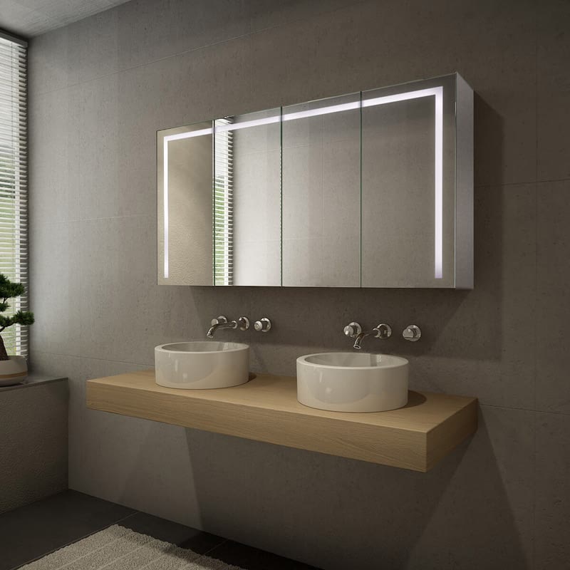 Spiegelschrank Aluminium mit LED Beleuchtung - Davenport Spiegelschrank Aluminium mit LED Beleuchtung - Davenport