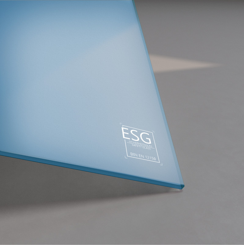 Blau lackiertes ESG Glas SATINATO 4mm Blau lackiertes ESG Glas SATINATO 4mm