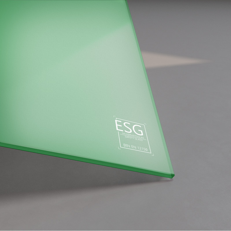 Grün lackiertes ESG Glas SATINATO 4mm