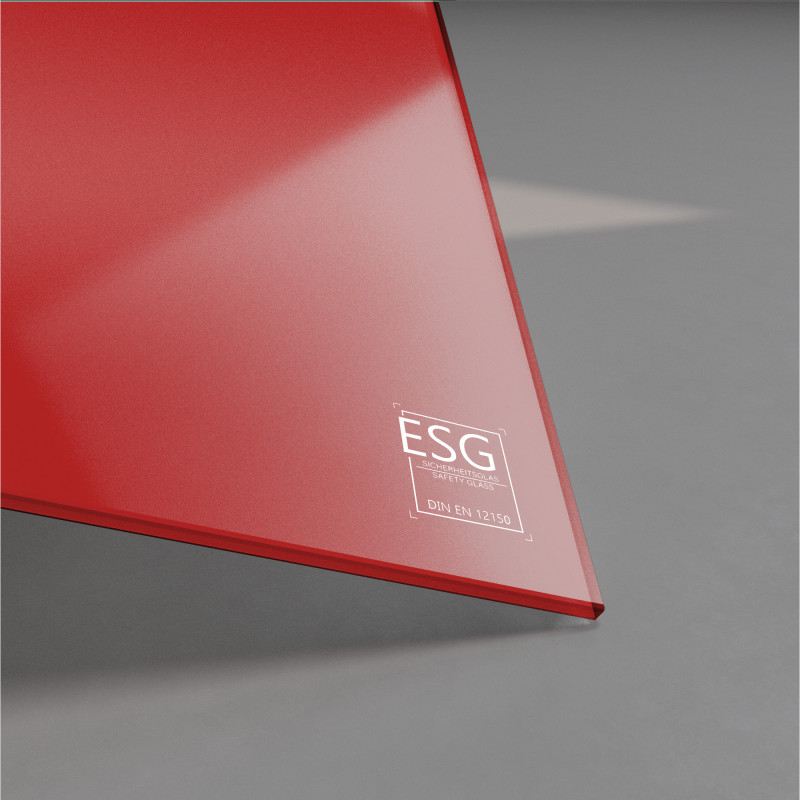 Rot lackiertes ESG Glas nach Maß 4mm