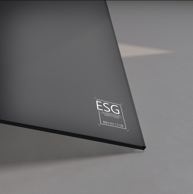 Schwarz lackiertes ESG Glas SATINATO 4mm