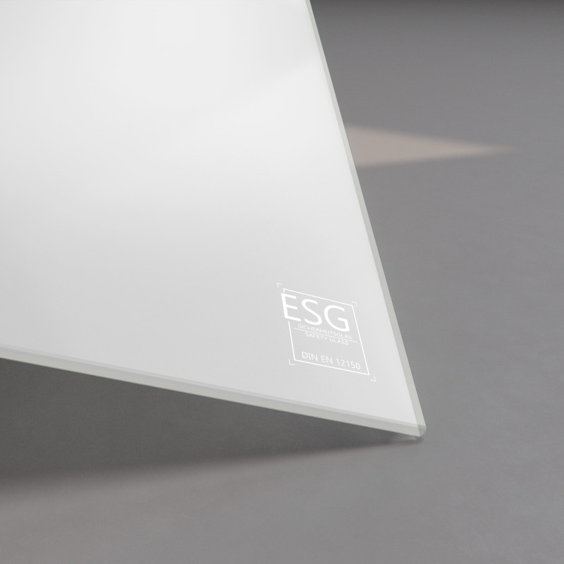 Weiß lackiertes ESG Glas SATINATO 4mm