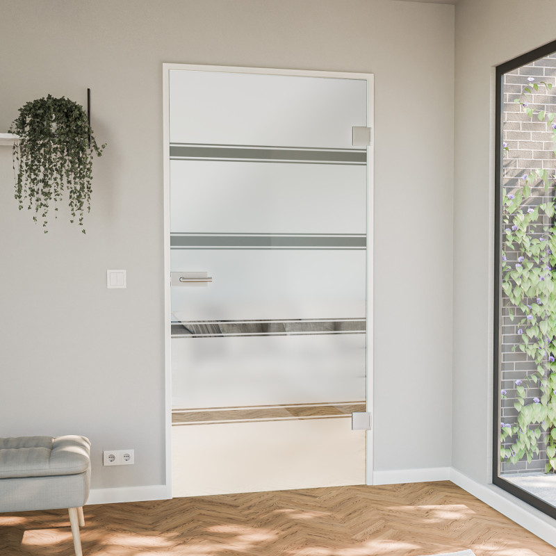 Glastür mit Satinierung Lines