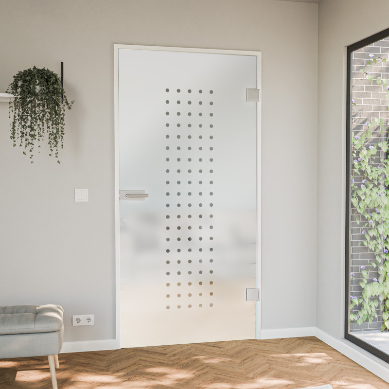 Satinierte Glastür mit Motiv Points