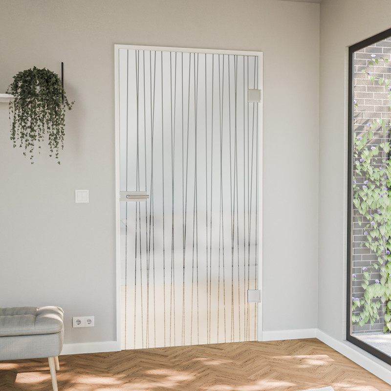 Satinierte Innentür aus Glas mit Motiv Vertical