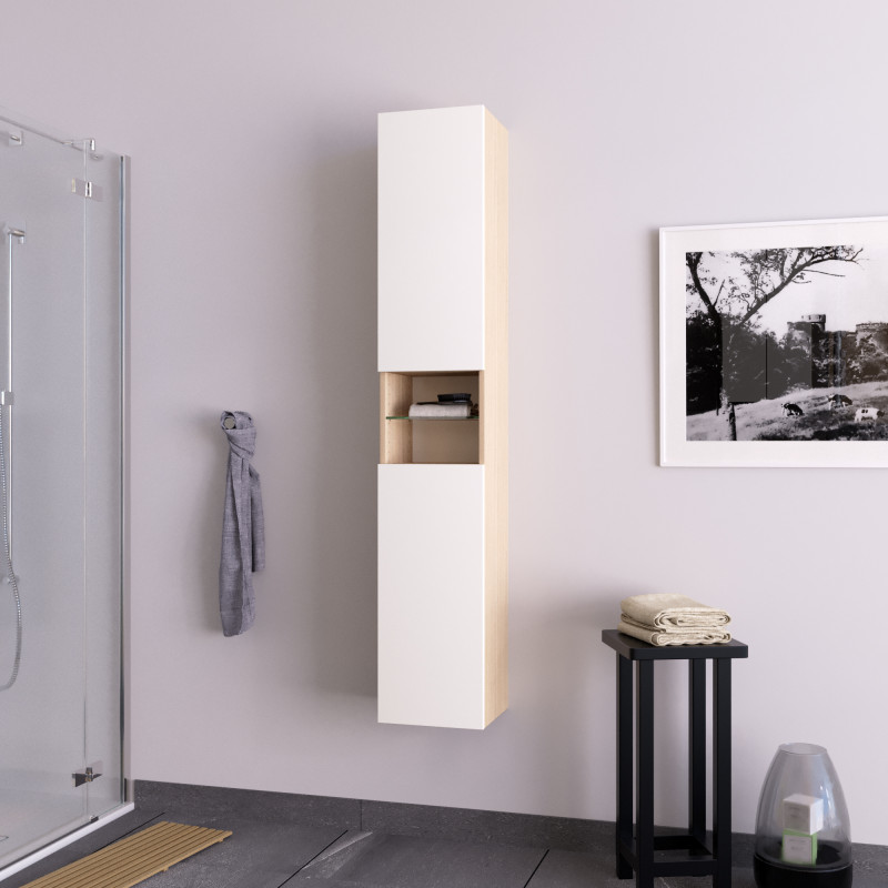 Badschrank Hochschrank hängend auf Maß - Granat A Badschrank Hochschrank hängend auf Maß - Granat A