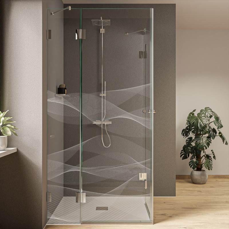 Duschkabine aus Glas mit Laser-Dekor Energy 2 (Eckeinstieg)