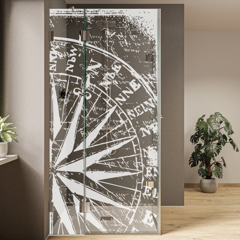 Glas Duschkabine mit Dekor Mein Weg (Eckeinstieg)
