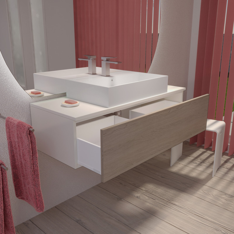 Bad Unterschrank auf Maß für Aufsatzwaschbecken - Achat B