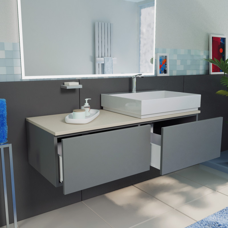 Bad Unterschrank mit Schubladen für 1 oder 2 Waschbecken - Jade B