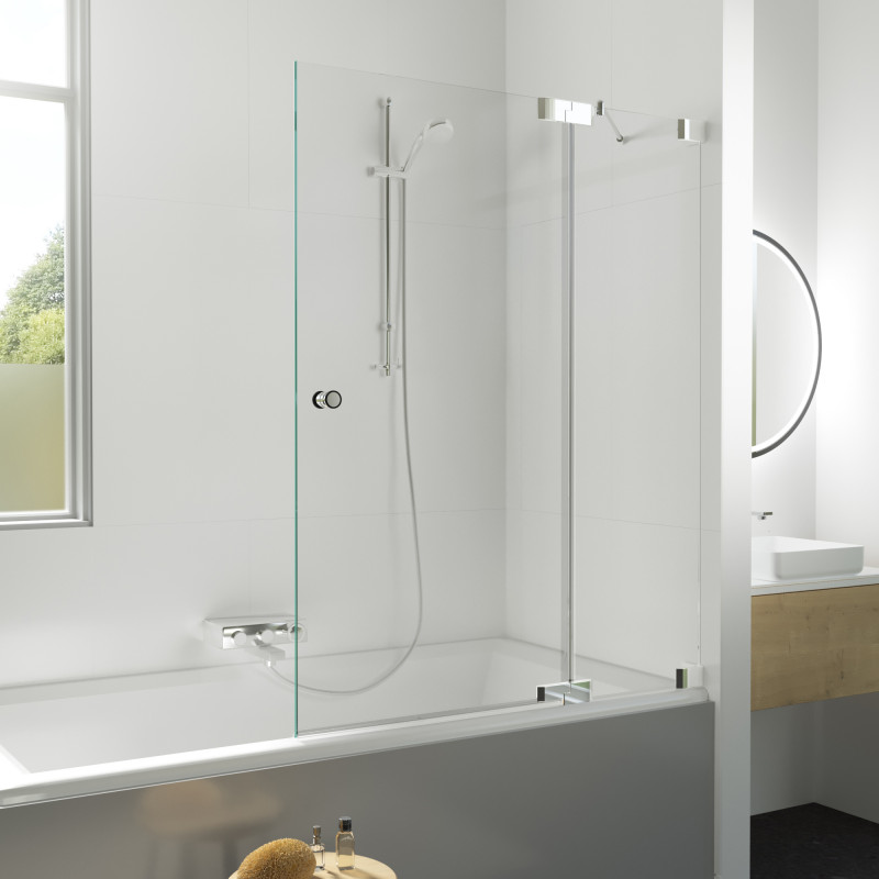 Badewannen Duschabtrennung Glas Drehtür mit Festteil rechts G711 Badewannen Duschabtrennung Glas Drehtür mit Festteil rechts G711
