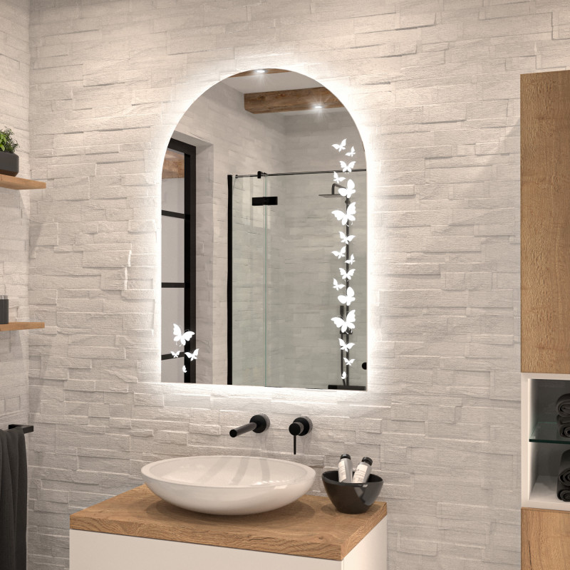 Design Spiegel mit Rundbogen beleuchtet Ulma