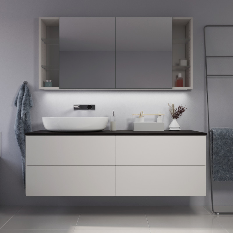 Doppelwaschtisch mit Schubladen nach Maß für Aufsatzbecken - Topax A