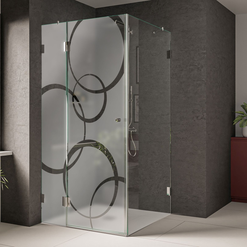 Duschkabine aus Glas mit Motiv Ringe Duschkabine aus Glas mit Motiv Ringe