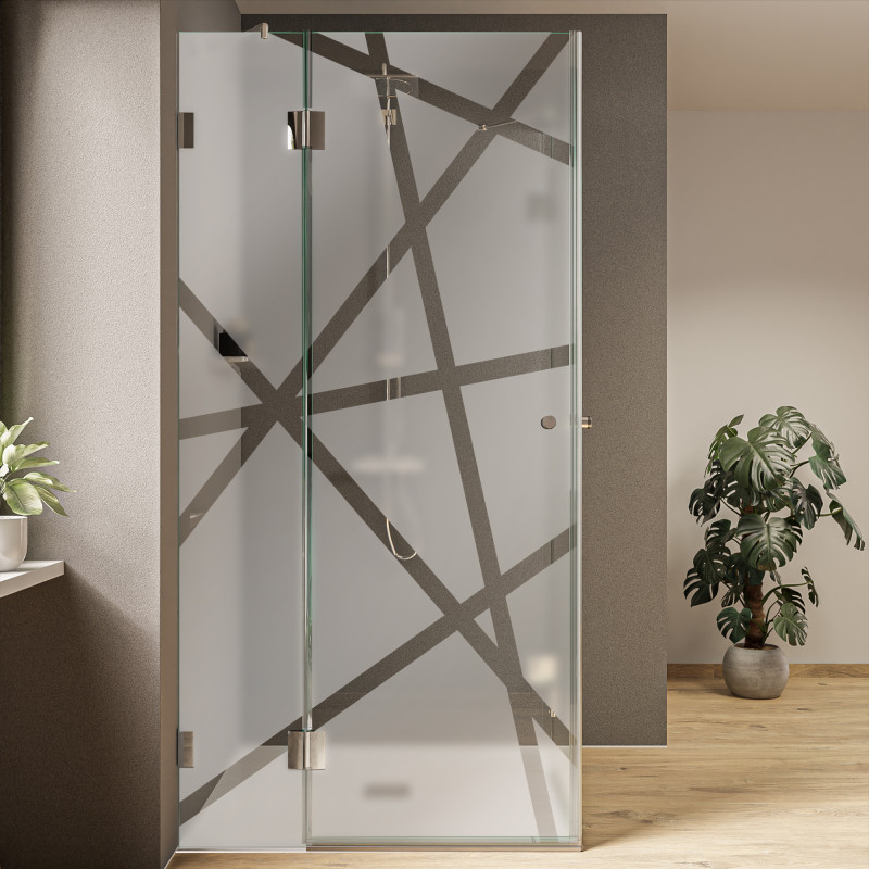 Glas Duschkabine mit Dekor Moblex (Eckeinstieg) Glas Duschkabine mit Dekor Moblex (Eckeinstieg)