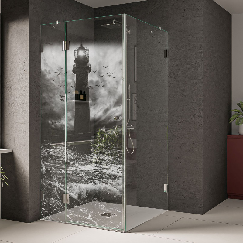 Glas Duschkabine mit Laser-Motiv Norden Glas Duschkabine mit Laser-Motiv Norden