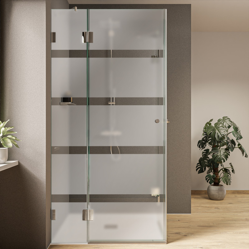 Glas Duschkabine mit Streifen Piano 3 (Eckeinstieg) Glas Duschkabine mit Streifen Piano 3 (Eckeinstieg)