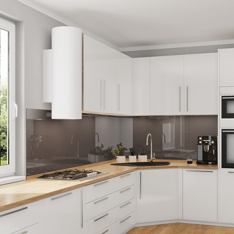 Glas Nischenwand für die Küche - Braun / Mittelbraun - REF 7013, 6mm Glas Nischenwand für die Küche - Braun / Mittelbraun - REF 7013, 6mm